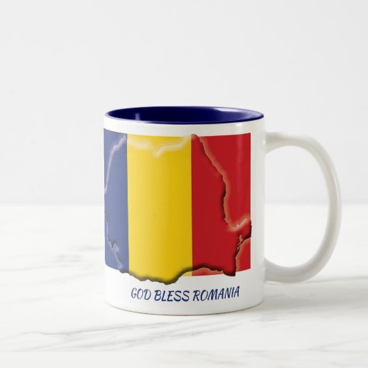 ROMANIA FLAG MAP-scripts Gepersonaliseerd Tweekleurige Koffiemok (Rechts)