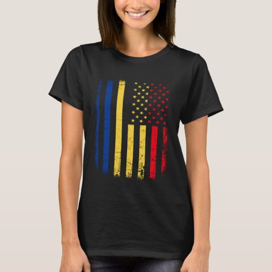 Romanian American Flag Romania America Pride Herit T-shirt (Voorkant)