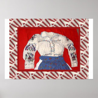 Romanian craft, embroidered blouse poster