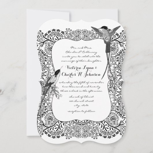 Romanitc Hummingbird Black en White Pattern Kaart (Voorkant)