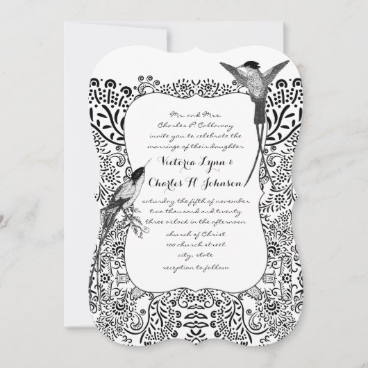 Romanitc Hummingbird Black en White Pattern Kaart (Voorkant)