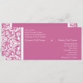 Romanitc Pink Damask Swirls Wedding Invitation Kaart (Voorkant / Achterkant)
