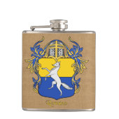 Romano Heraldisch Schild met Helm en Mantel Heupfles (Voorkant)