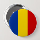 Romano-symbool voor de lange vlag ronde button 4,0 cm (Voorkant /achterkant)