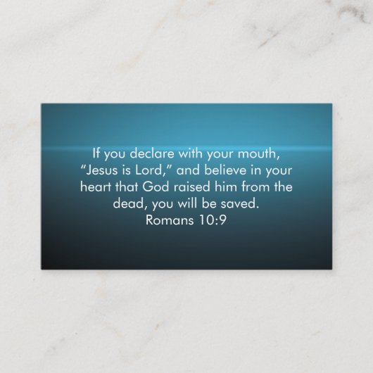 Romans 10:9 Modern Custom Bible Scripture Church Visitekaartje (Voorkant)