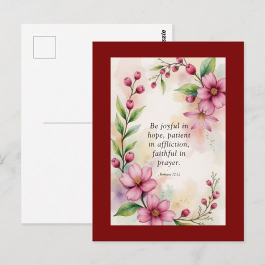 Romans 12:12 Custom Bible Verse Briefkaart (Voorkant / Achterkant)