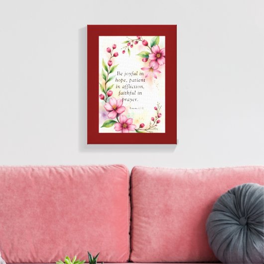 Romans 12:12 Custom Bible Verse Canvas Afdruk (Insitu (Woonkamer))