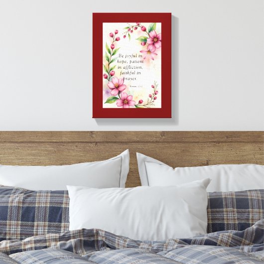 Romans 12:12 Custom Bible Verse Canvas Afdruk (Insitu (Slaapkamer))