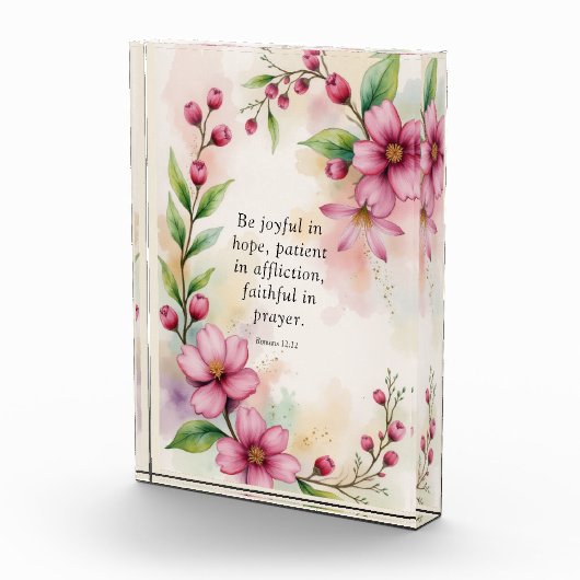 Romans 12:12 Custom Bible Verse Fotoblokken (Rechts)