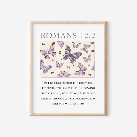 Romans 12:2 Christelijke Religieuze Vlinder Kunst Poster