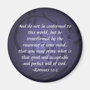 Romans 12 Christian Bible Verse Quote transformere Magneet