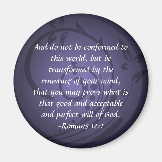 Romans 12 Christian Bible Verse Quote transformere Magneet (Voorkant)