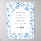 Romans 15:13 Arch Blue Toile de Jouy Bible Verse Poster (Voorkant)