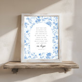 Romans 15:13 Arch Blue Toile de Jouy Bible Verse Poster