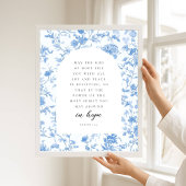 Romans 15:13 Arch Blue Toile de Jouy Bible Verse Poster