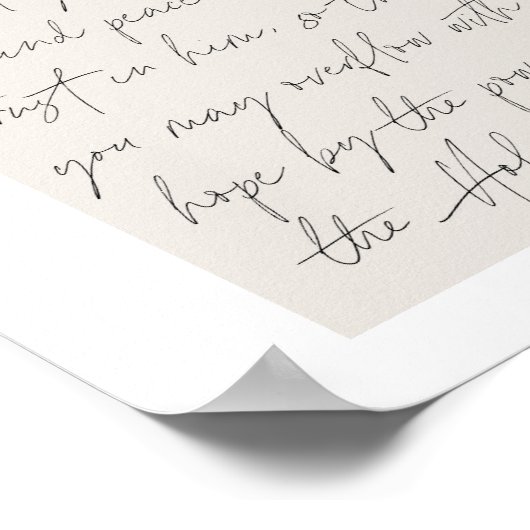 Romans 15:13 Minimale Boho Beige Arch Script Poster (Hoek)