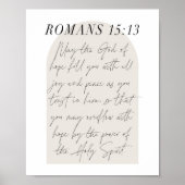 Romans 15:13 Minimale Boho Beige Arch Script Poster (Voorkant)