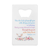 Romans 15 bijbelvormig ontwerp creditkaart flessenopener (Achterkant)