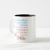 Romans 15 bijbelvormig ontwerp tweekleurige koffiemok (Voorkant links)