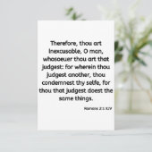 Romans 2:1 KJV Bijbel Vast Wenskaart Kaart (Staand voorkant)