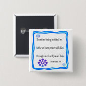 Romans 5:1-toets vierkante button 5,1 cm (Voorkant /achterkant)