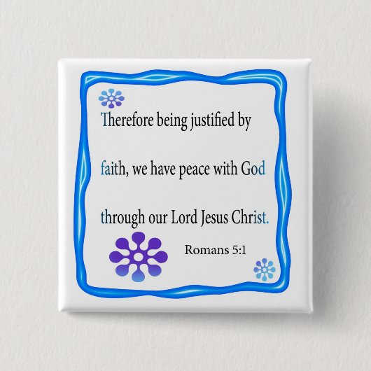 Romans 5:1-toets vierkante button 5,1 cm (Voorkant)