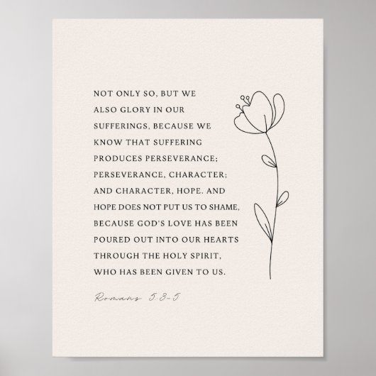 Romans 5:3-5 Bible Verse Poster (Voorkant)