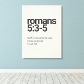 Romans 5:3 Minimalist Christian Canvas Wall Art (Insitu (Houten vloer))
