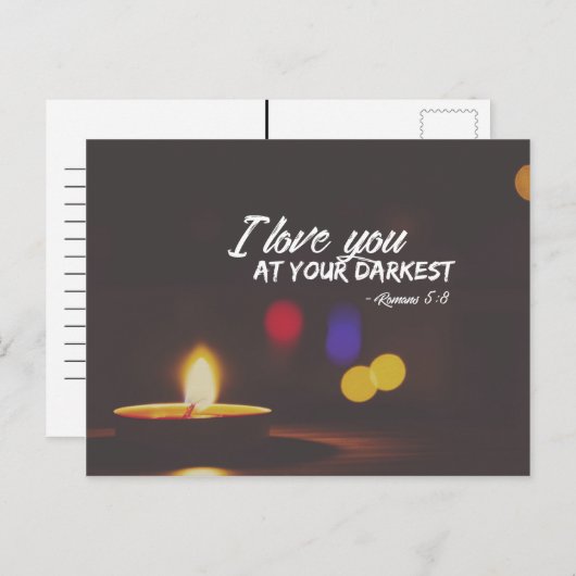 Romans 5:8 - Liefde naar uw donkerste Briefkaart (Voorkant / Achterkant)