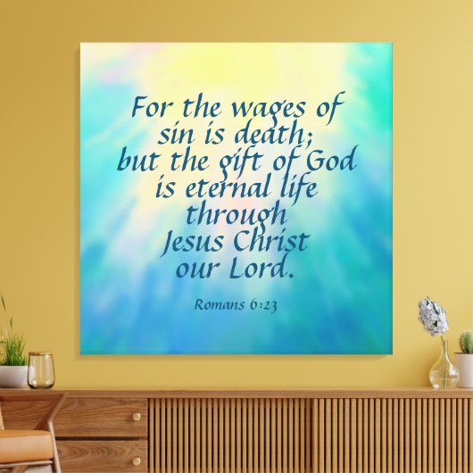 Romans 6:23 Canvas afdrukken (Insitu (Woonkamer))