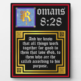 Romans 828 Gold Illuminated Letter KJV Bijbelversi Fotoplaat