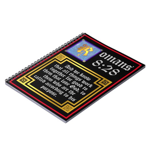 Romans 828 Gold Illuminated Letter KJV Bijbelversi Notitieboek (Linkerzijde)