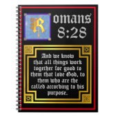 Romans 828 Gold Illuminated Letter KJV Bijbelversi Notitieboek (Voorkant)