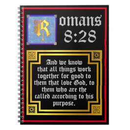 Romans 828 Gold Illuminated Letter KJV Bijbelversi Notitieboek