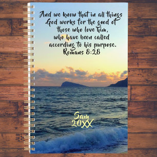 Romans 8:28 Beach Sunset Custom Christelijk Planner