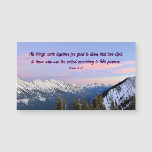 Romans 8:28 Bergzonsondergang Fotografie Magneet (Voorkant)