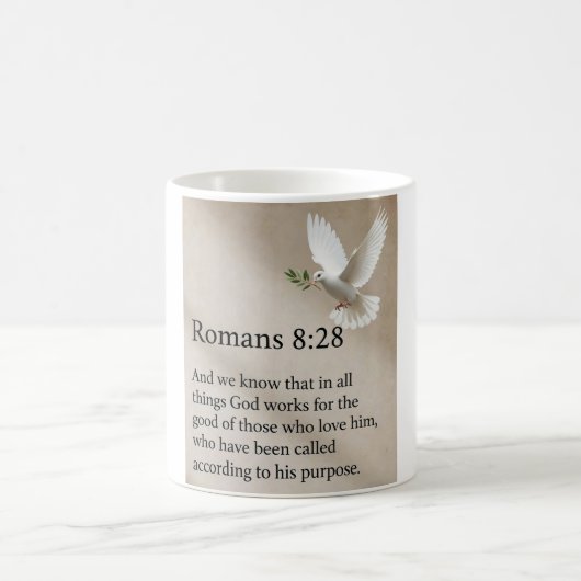 Romans 8:28 Bible Verse Coffee Mug Koffiemok (Center)