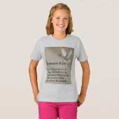 Romans 8:28 Bible Verse Girl's Tee Shirt (Voorkant volledig)
