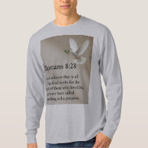 Romans 8:28 Bible Verse Mens Long Sleeve Tee Shirt