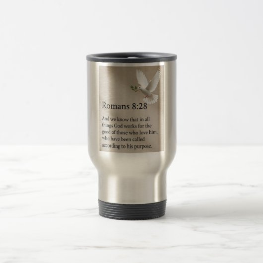 Romans 8:28 Bible Verse Travel Mug Reisbeker (Center)