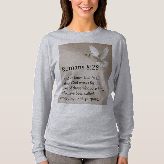 Romans 8:28 Bible Verse Women's Long Sleeve Tee T-shirt (Voorkant)
