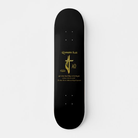 Romans 8:28 christelijke merchandise persoonlijk skateboard (Voorkant)