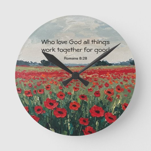 Romans 8:28 Christian Wall Clock Ronde Klok (Voorkant)