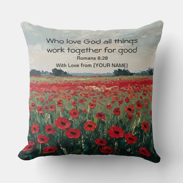 Romans 8:28 Personalized Christian Throw Pillow Kussen (Voorkant)
