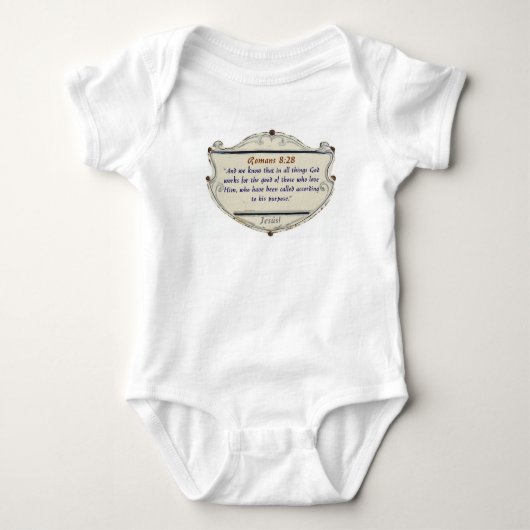 Romans 8:28 Schild Christelijk Baby Bodysuit (Voorkant)