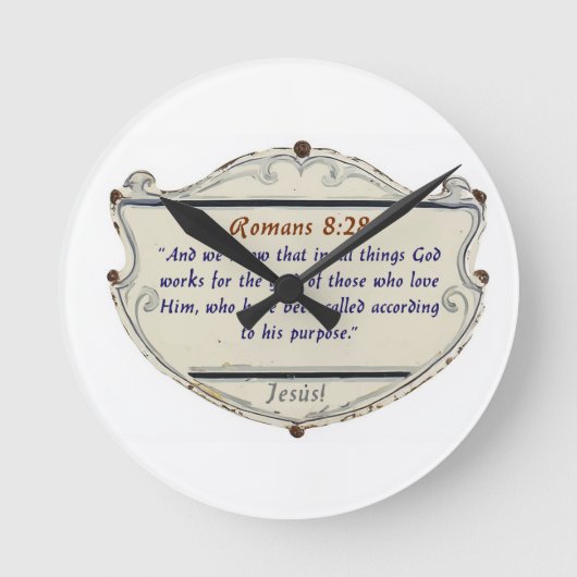 Romans 8:28 Schild Christelijke Wandklok (Voorkant)