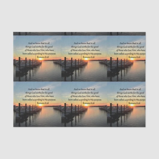 ROMANS 8:28 SUNSET FOTO-ONTWERP TISSUEPAPIER (Voorkant)