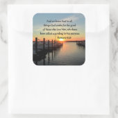 ROMANS 8:28 SUNSET FOTO-ONTWERP VIERKANTE STICKER (Tas)