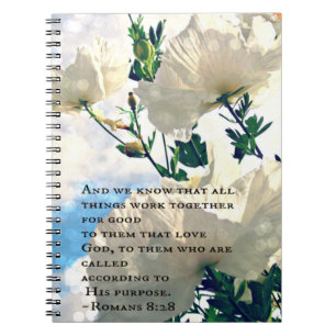 Romans 8:28-witte, ventilatorlaptop notitieboek