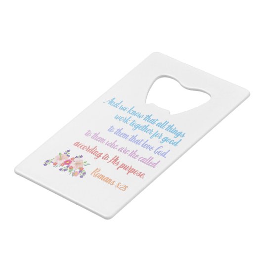 Romans 8 Bijbelversie Creditkaart Flessenopener (Voorkant Gekanteld)